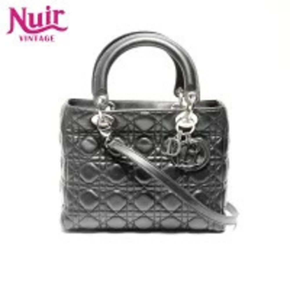 Christian Dior Lady Leather 2way Handbag Black